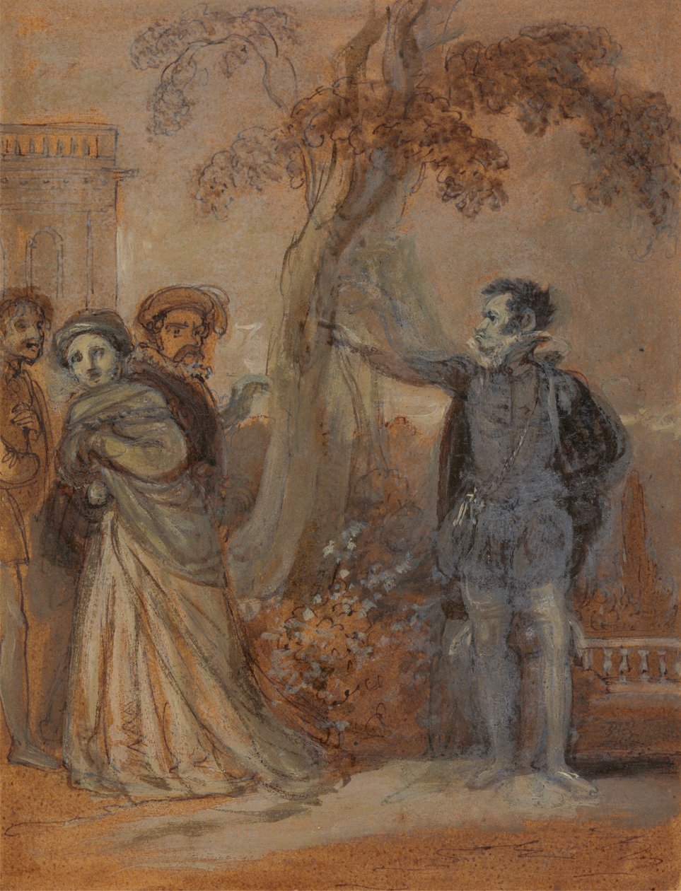 Malvolio, Maria, Fabian ve Sir Toby'yi taciz ediyor by Robert Smirke