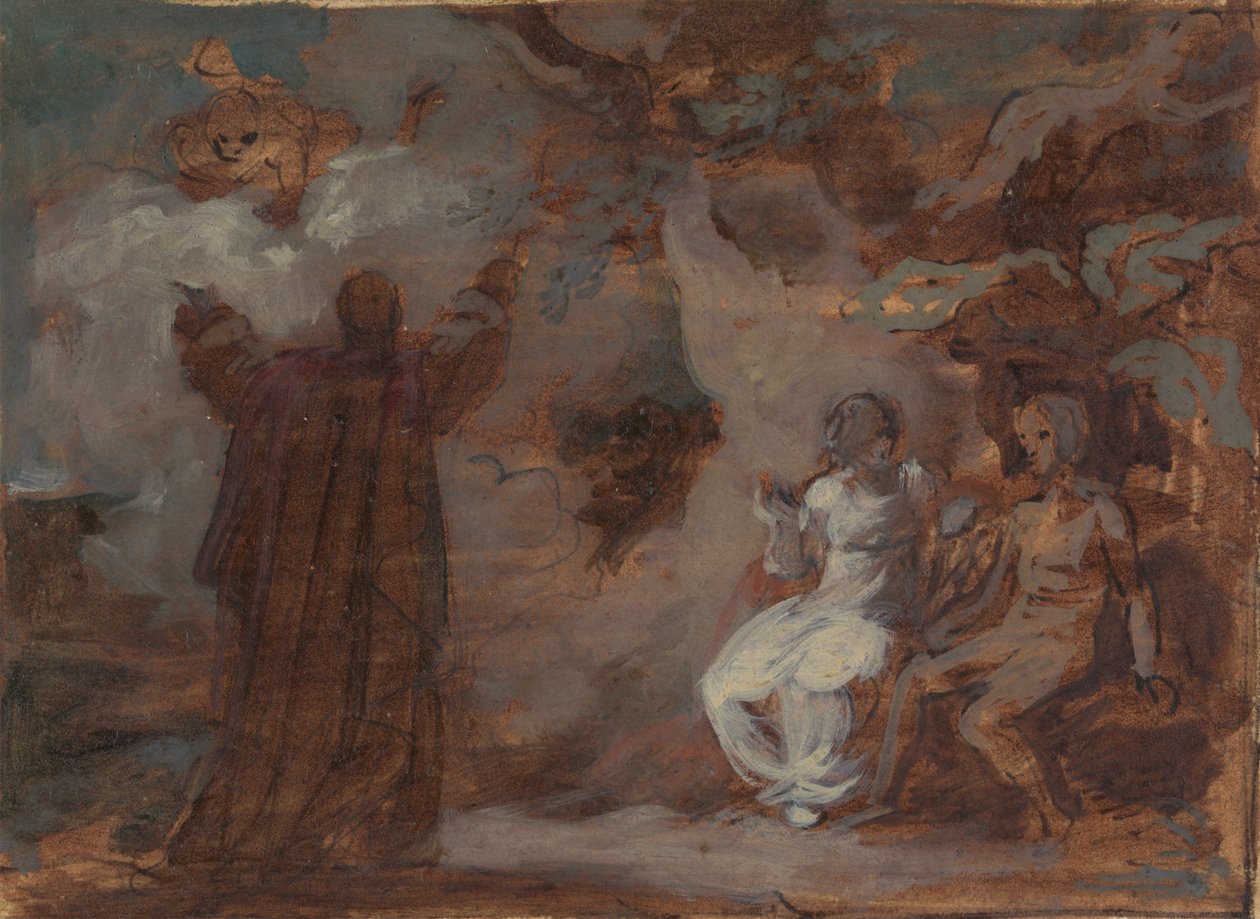 Prospero, Ferdinand ve Miranda İçin Bir Maske Oluşturuyor by Robert Smirke