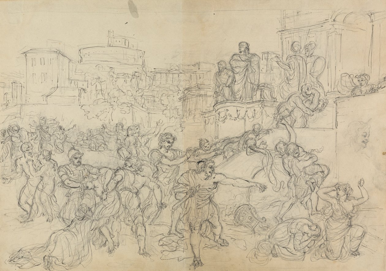 Shakespeare'in Titus Andronicus Oyunundan Roma'ya Giren Gotların Taslağı by Robert Smirke