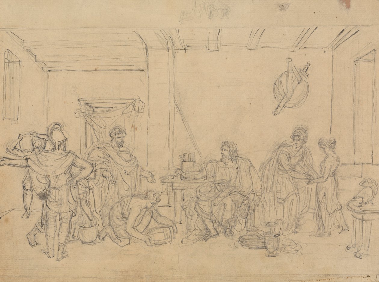 Romalı Askerlerle İç Mekan Sahnesinin İncelenmesi by Robert Smirke