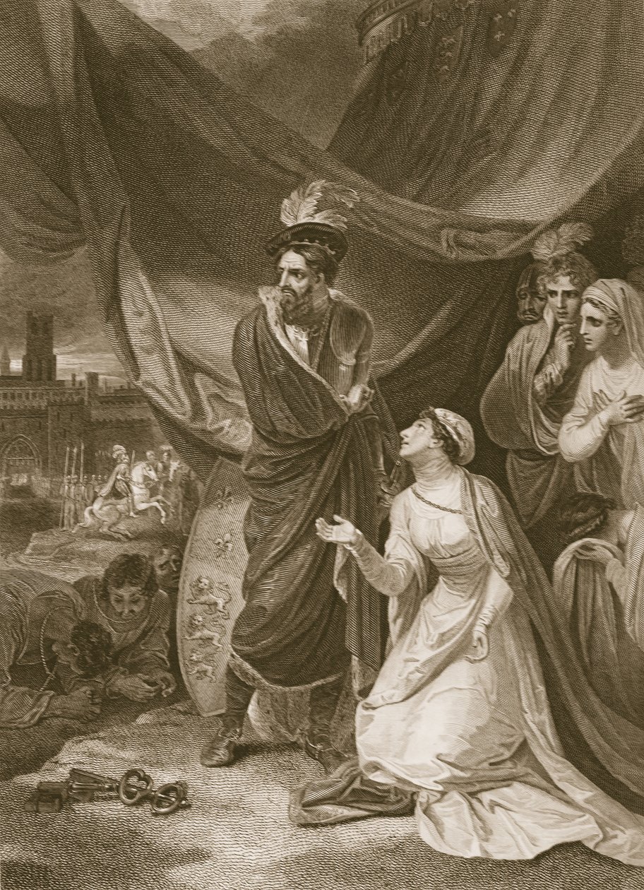 Calais'in Teslimi, A. Smith tarafından kazınmış, David Hume'un 'İngiltere Tarihi'nden bir örnek, pub. R. Bowyer tarafından, Londra, 1812 by Robert Smirke