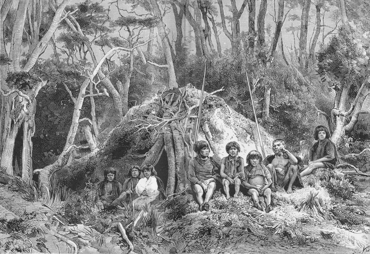 Fuegians ve Wigwams, c1885, 1890 by Robert Taylor Pritchett