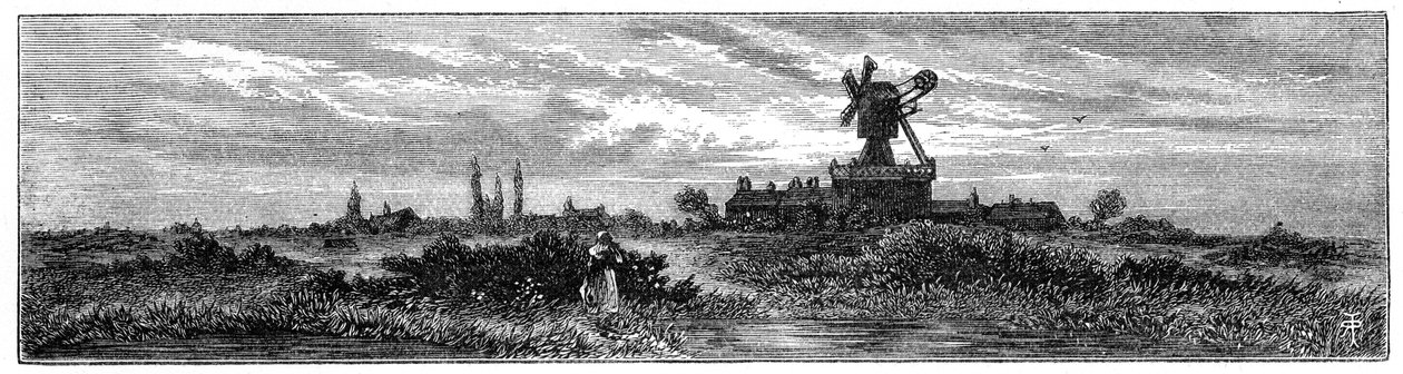 Wimbledon Common'da yel değirmeni, 1880 by Robert Taylor Pritchett