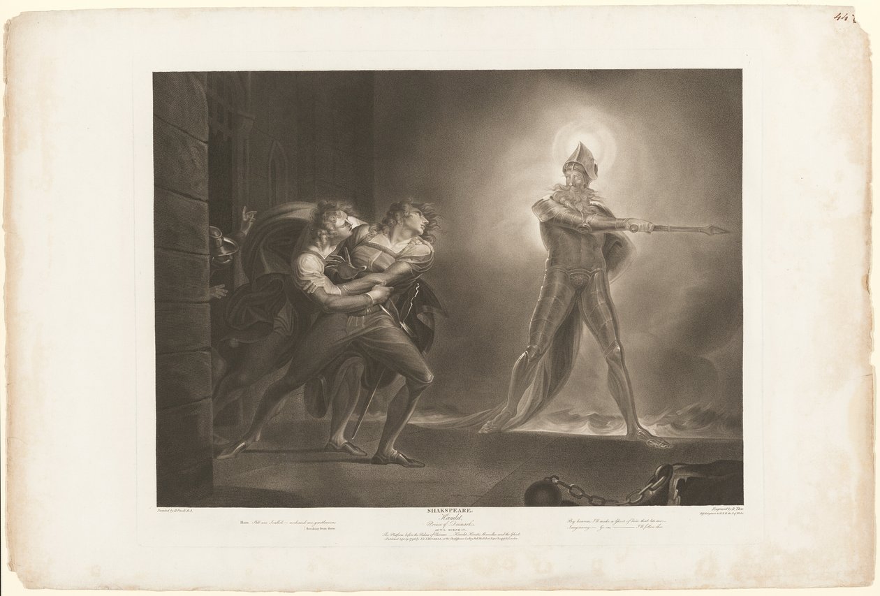 Hamlet, Horatio, Marcellus ve Hayalet by Robert Thew