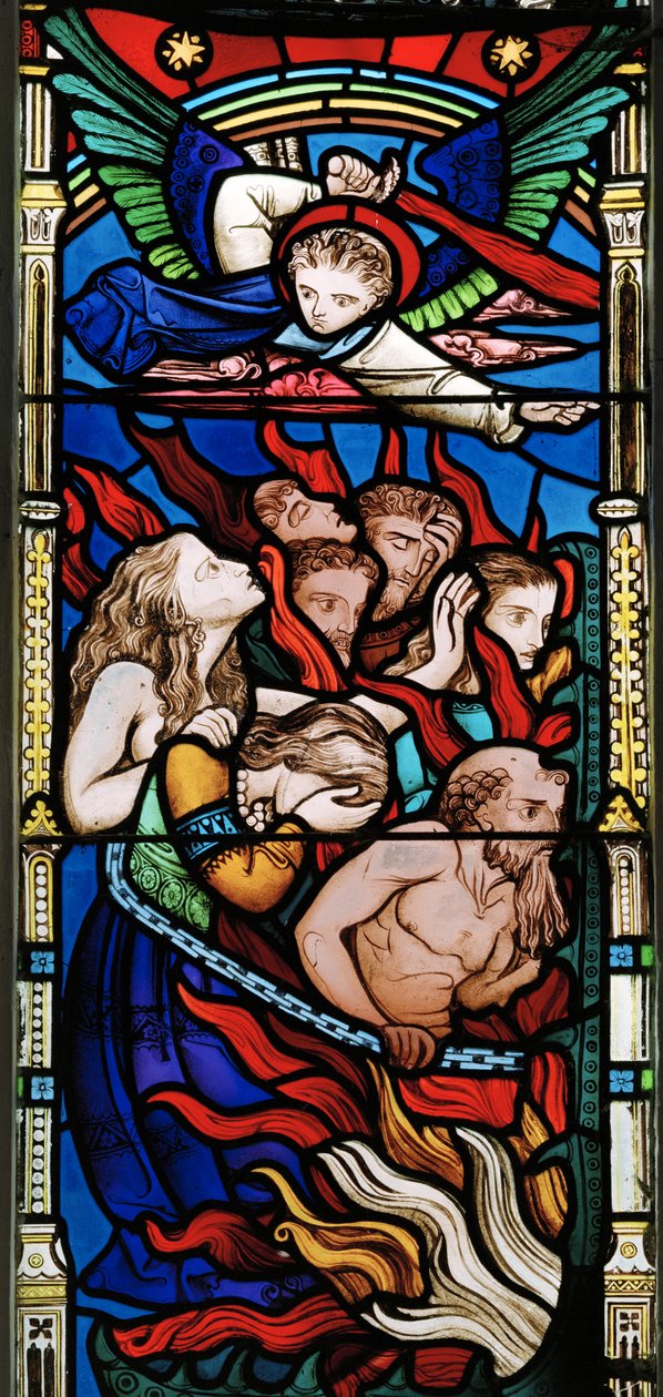 Son Yargı, detay, Ye Lanetlenmiş, 1863 (vitray) by Robert Turnill Bayne
