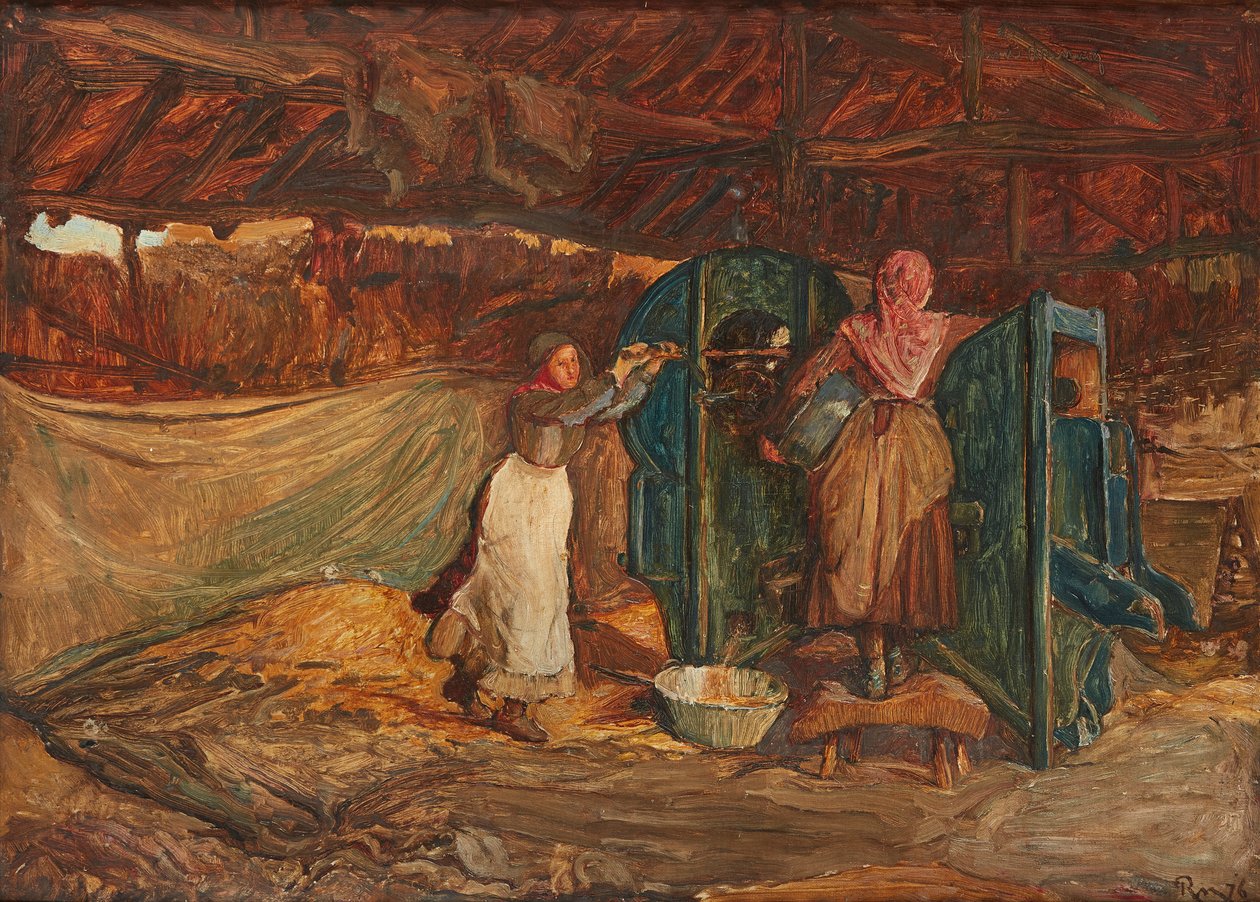 Tahıl Öğütme (tuval üzerine yağlı boya) by Robert Walker Macbeth