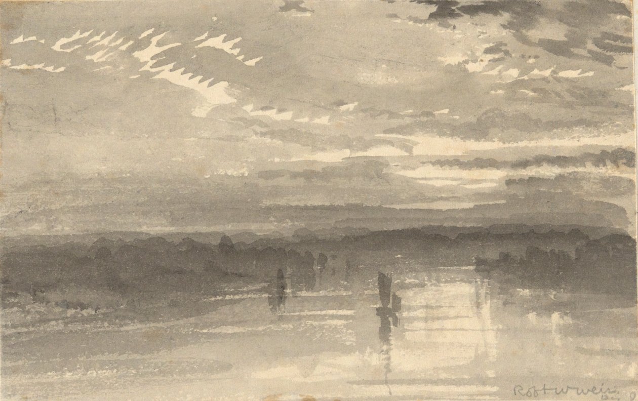 Manzara - Bulutlar, Su, Yelkenli by Robert Walter Weir