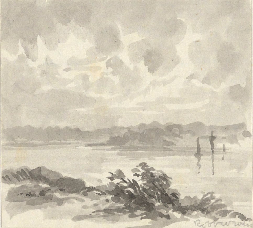 Manzara - Göl ve Tepeler Manzarası by Robert Walter Weir