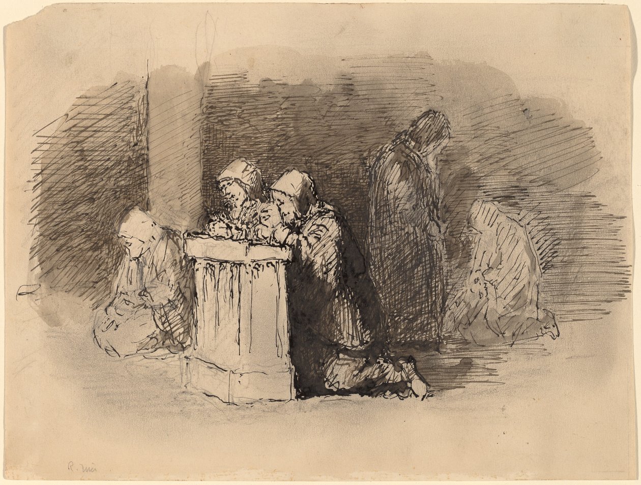 Bir Kilisede Dua Eden Figürler, Floransa by Robert Walter Weir