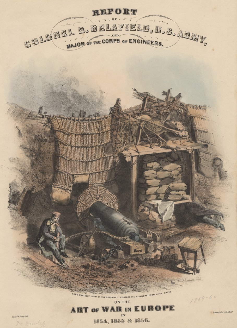 1854, 1855 ve 1856'da Avrupa'da Savaş Sanatı hakkında Albay R. Delafield, ABD Ordusu ve Mühendisler Birliği'nin Raporu, litho, Bowen und Co., 1860 (chromolitho) by Robert Walter Weir