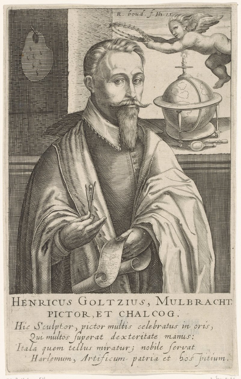 Hendrik Goltzius'un portresi, c.1610 (gravür) by Robert Willemsz de Baudous