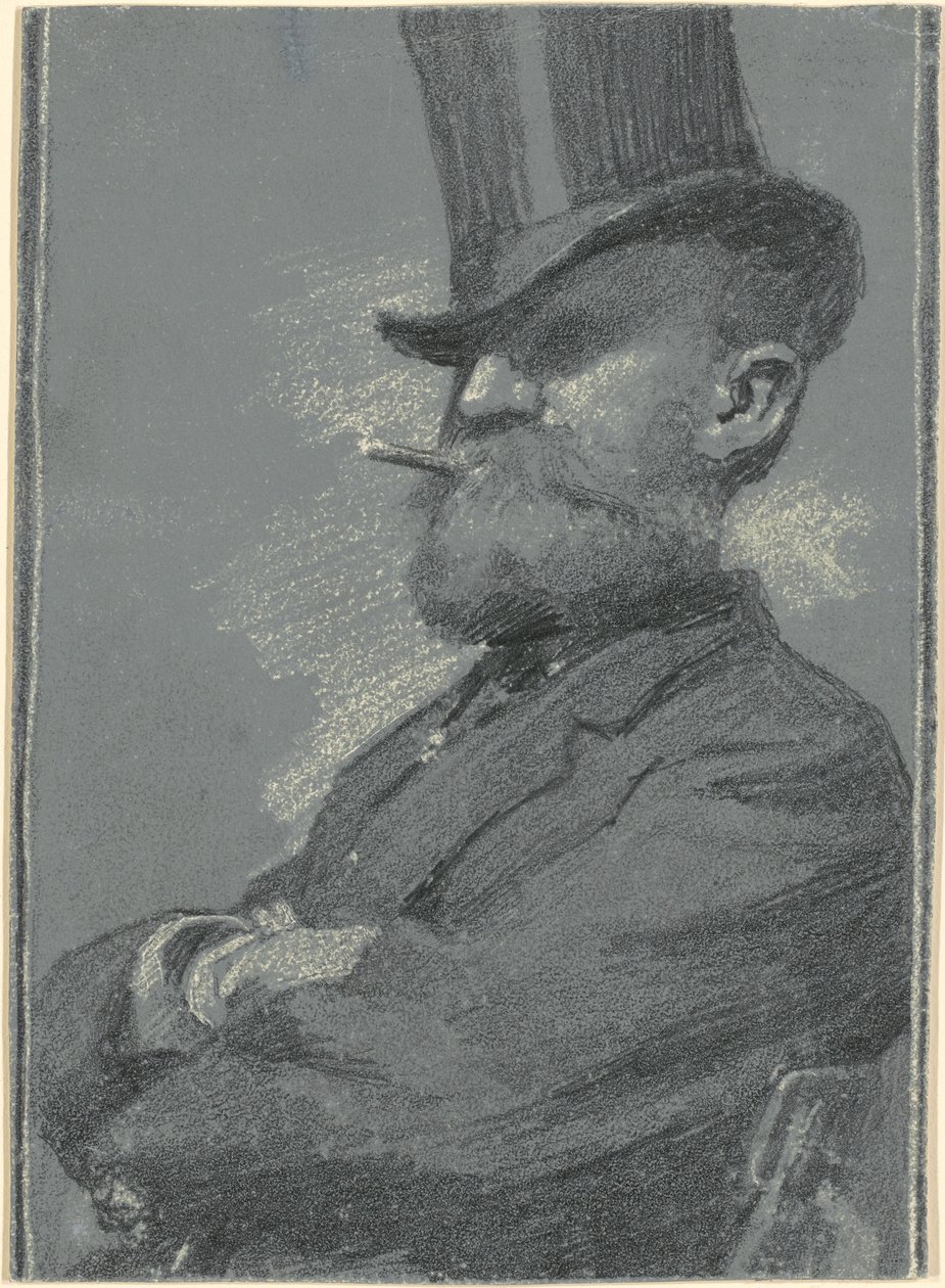 Silindir şapkalı adam, puro içiyor by Robert William Vonnoh