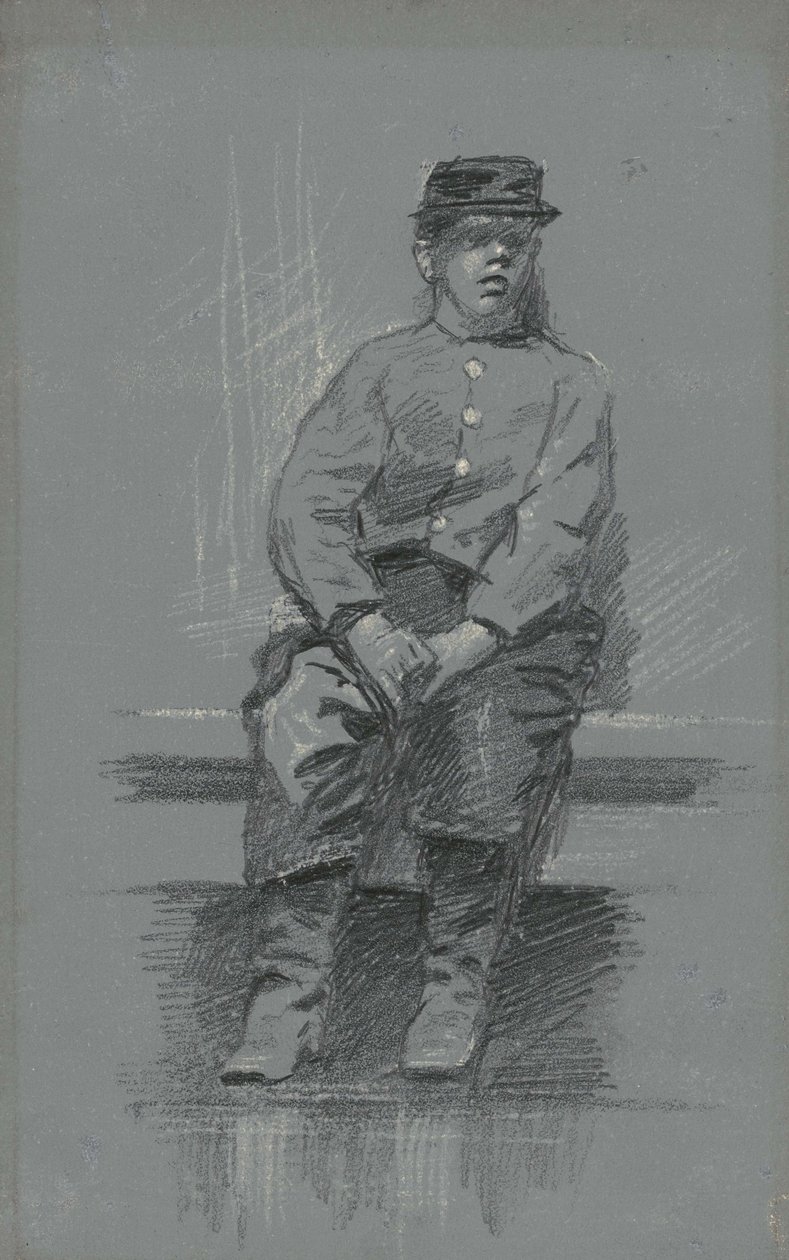 The Cadet, c.1895 (gri tablet üzerinde grafit) by Robert William Vonnoh