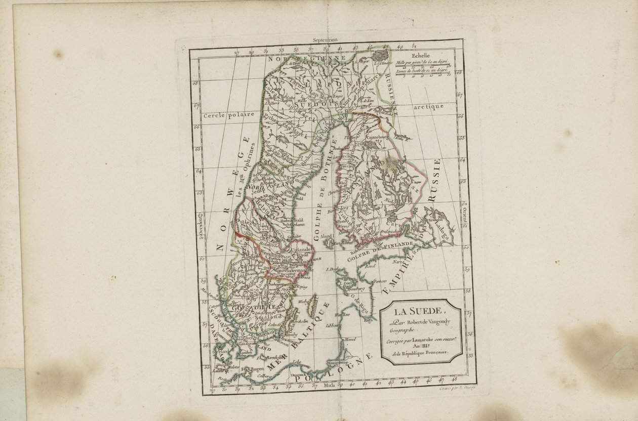 Illustrasjon hentet fra boken Rahmetli Abbé Delacroix av Vaugondy, Robert de og utgitt av Chez Lamarche (Paris, 1795) Modern Coğrafyasına göre esas olarak gençlerin eğitimi için tasarlanan yeni taşınabilir atlas by Robert de Vaugondy