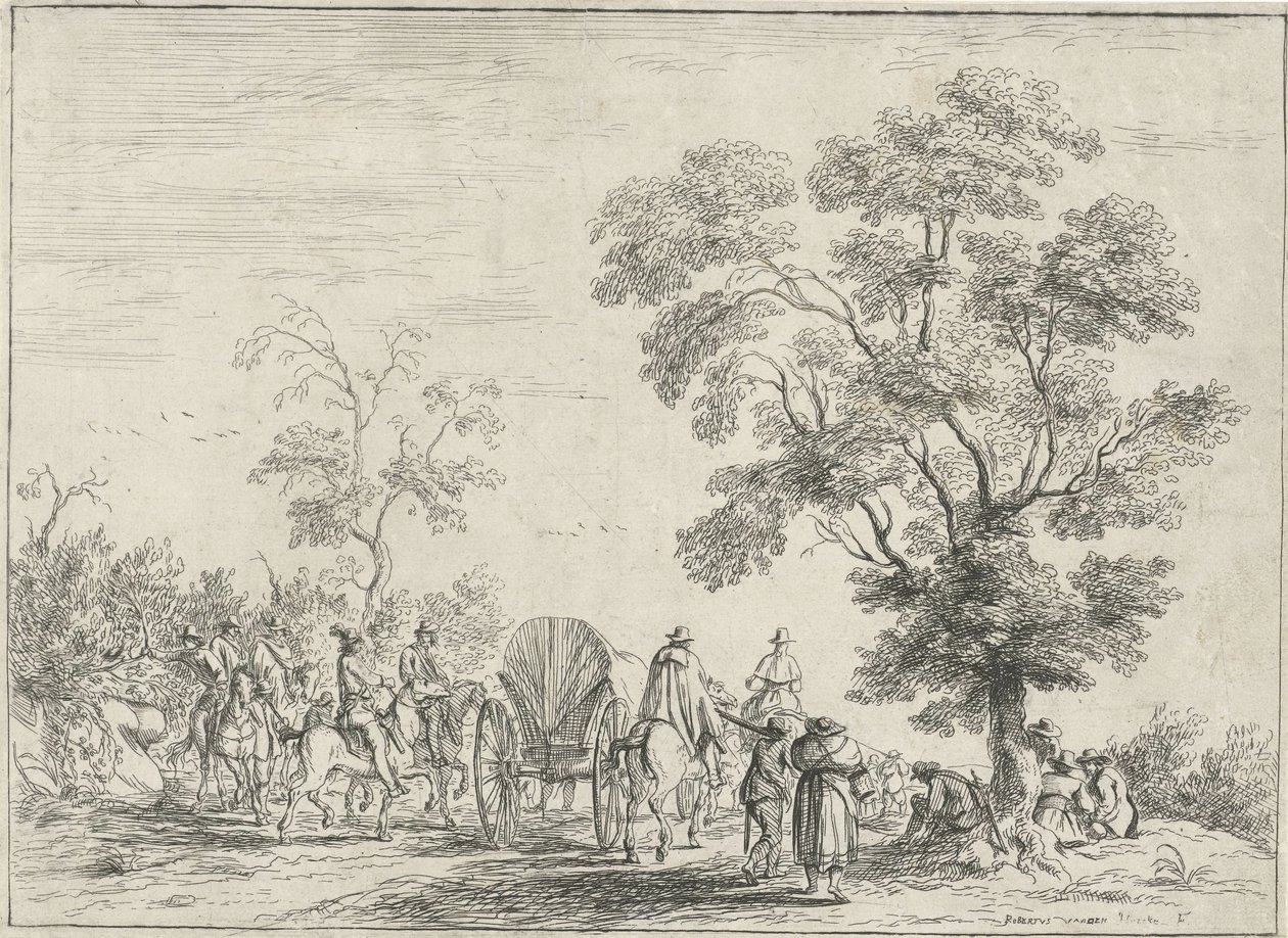 Atlıların eşlik ettiği kapalı vagon by Robert van den Hoecke
