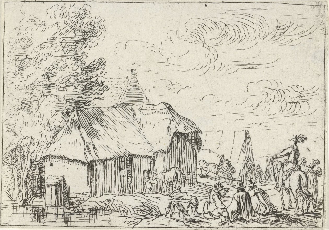 Bir köyde kamp alanı Kampların olduğu manzaralar (dizi başlığı) by Robert van den Hoecke