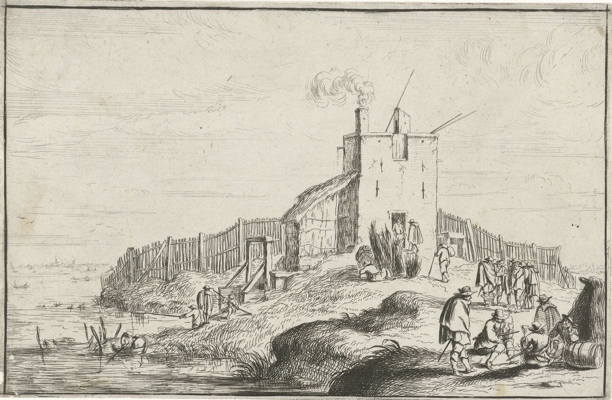 Bir nehir üzerinde küçük kale by Robert van den Hoecke