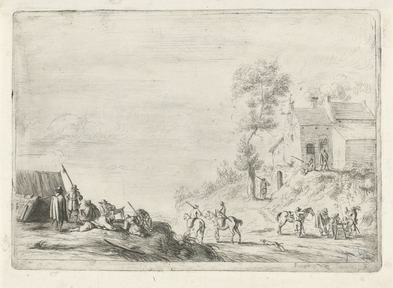 Askerler bir yolda by Robert van den Hoecke