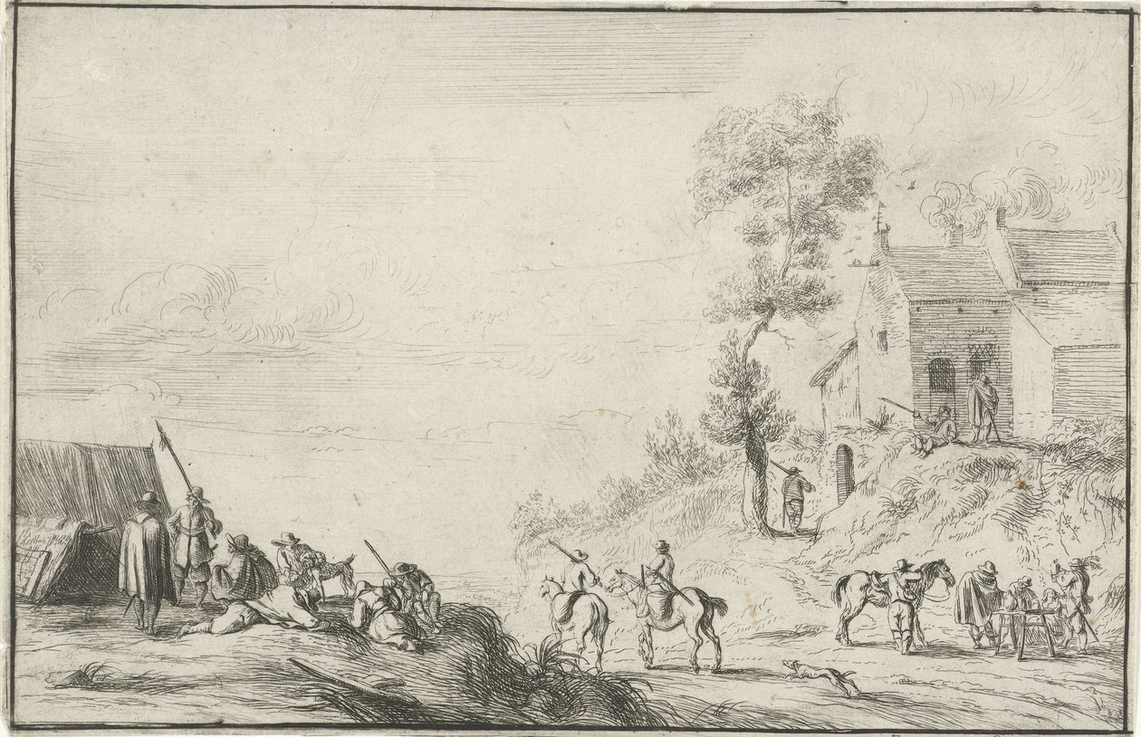 Askerler bir yolda by Robert van den Hoecke