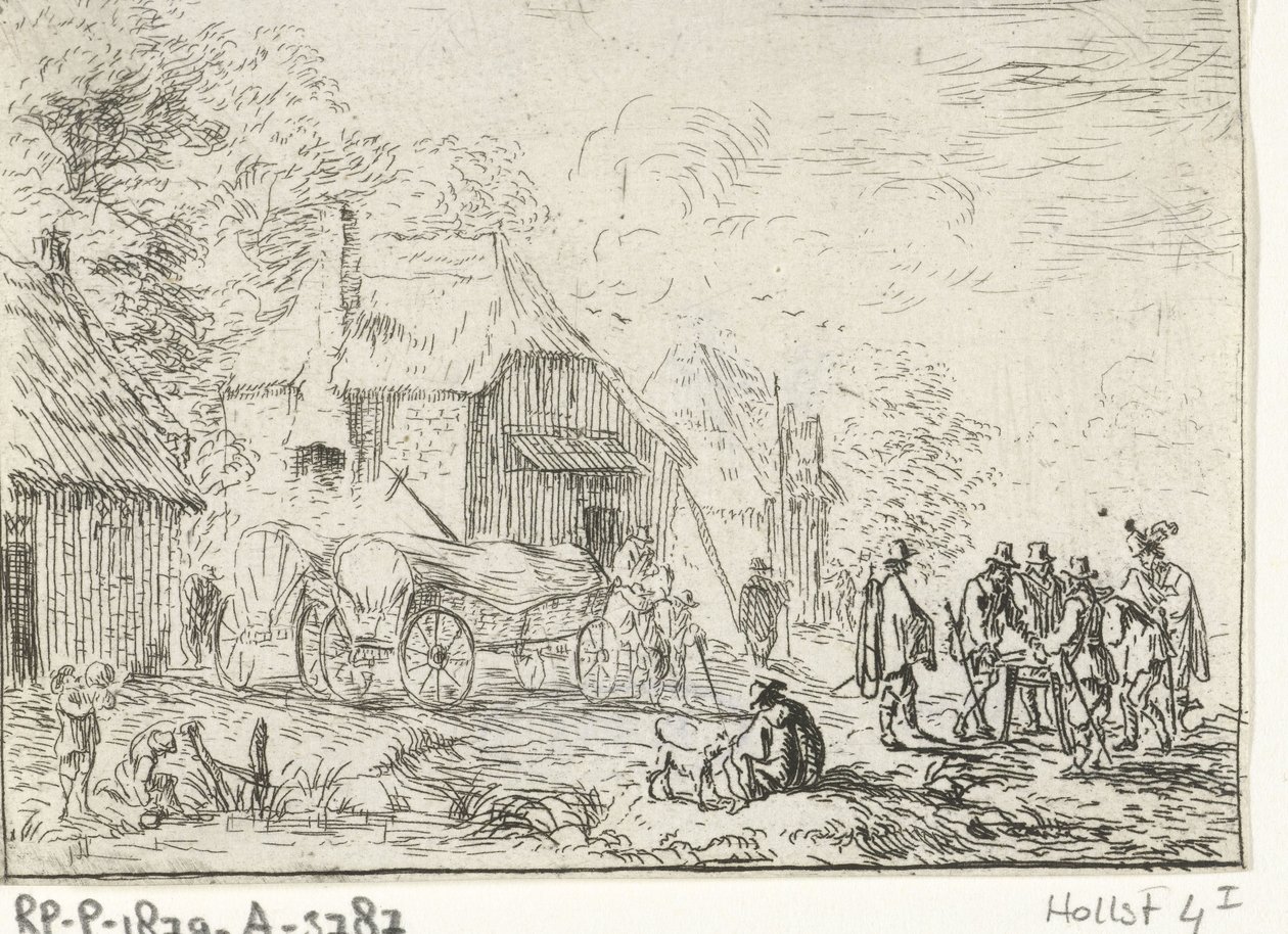 Askerler iki arabada Kampların olduğu manzaralar (dizi başlığı) by Robert van den Hoecke