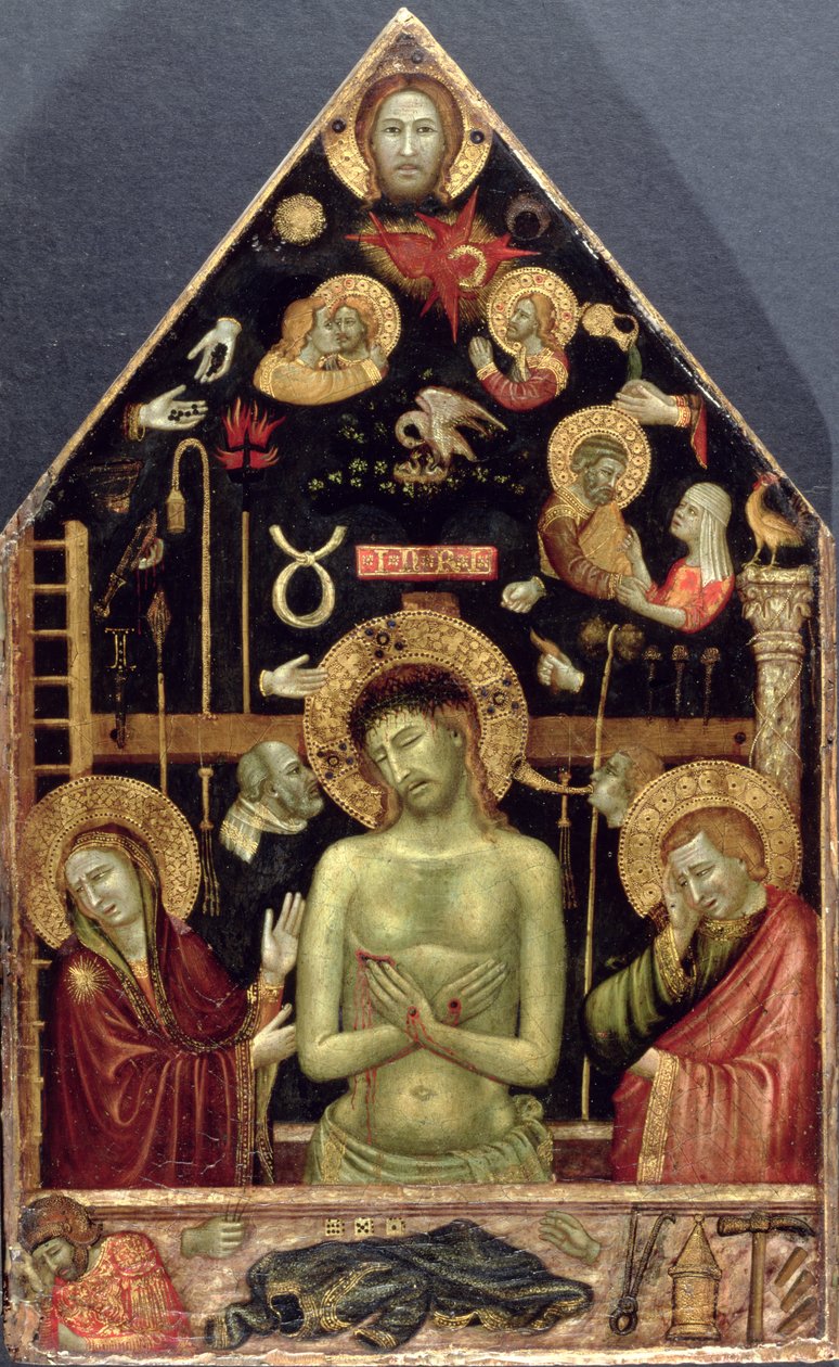 The Man of Sorrows, c.1354 (panelde tempera ve altın varak) by Roberto d Oderisi
