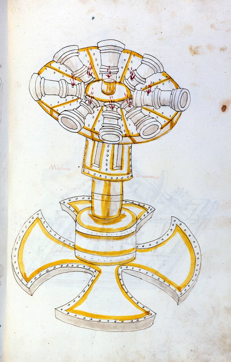 Savaş sanatı: askeri makinelerin incelenmesi. dönen top, mühendis Roberto Valturio (1405-1483?) by Roberto Valturio