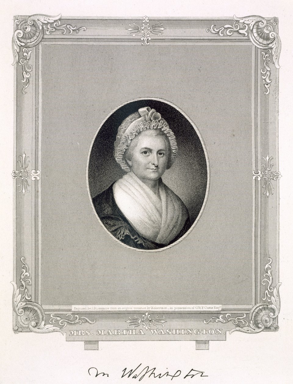 ಮಾರ್ಥಾ ವಾಷಿಂಗ್ಟನ್, ಜೇಮ್ಸ್ ಬಾರ್ಟನ್ ಲಾಂಗಕ್ರೆ (1794-1869) ಟರ್ಕ್‌ನಿಂದ ಕೆತ್ತಲಾಗಿದೆ by Robertson
