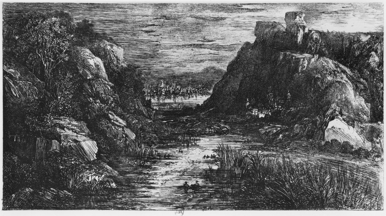 Kirliliğin arkasındaki manzara, 1871 by Rodolphe Bresdin