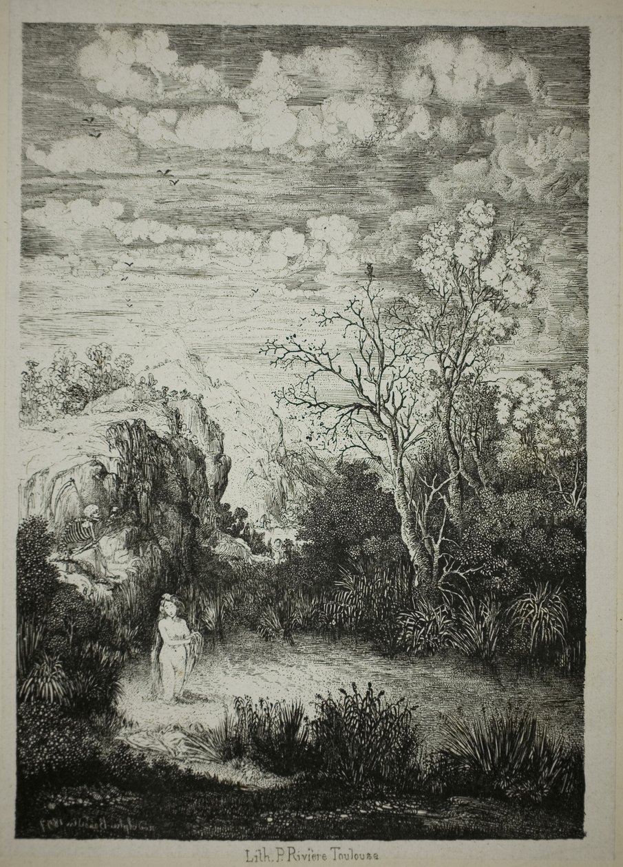 banyo yapan kadın ve zaman by Rodolphe Bresdin
