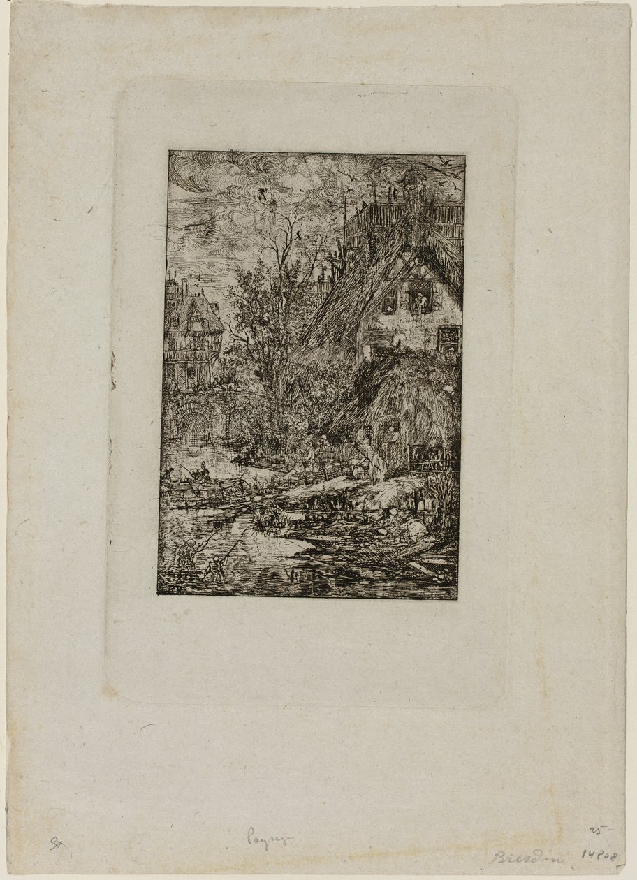 Revue Fantaisiste'den Köye Girmek by Rodolphe Bresdin