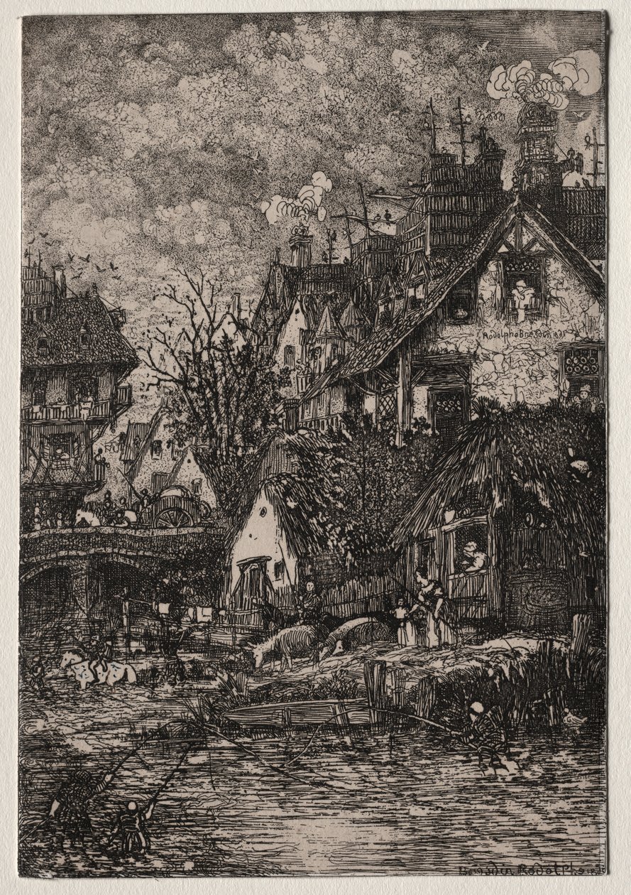 Bir Köye Giriş by Rodolphe Bresdin