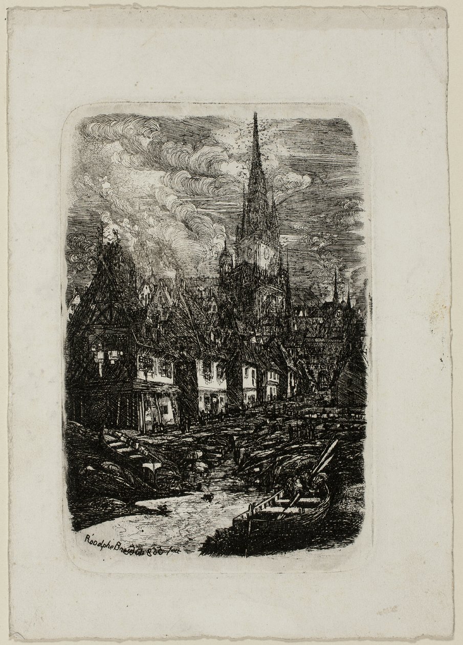 Sivri Çan Kulesi ile Balıkçı Limanı by Rodolphe Bresdin