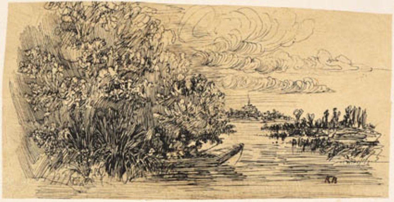 Bir teknede pusuda avcılar by Rodolphe Bresdin