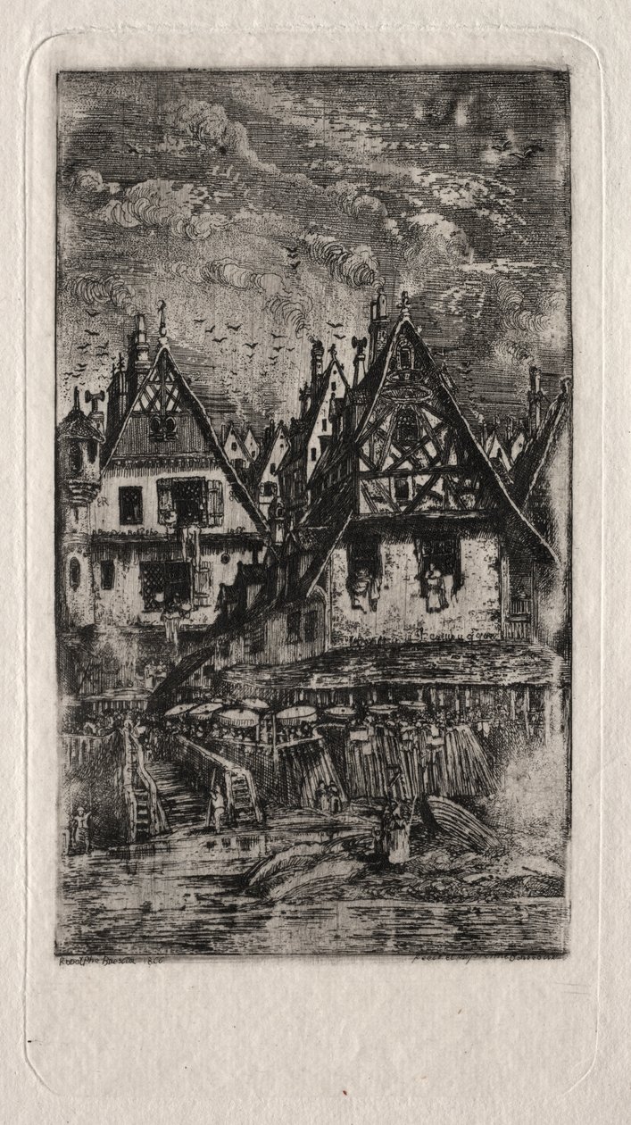 Şemsiyeli Pazar Yeri by Rodolphe Bresdin