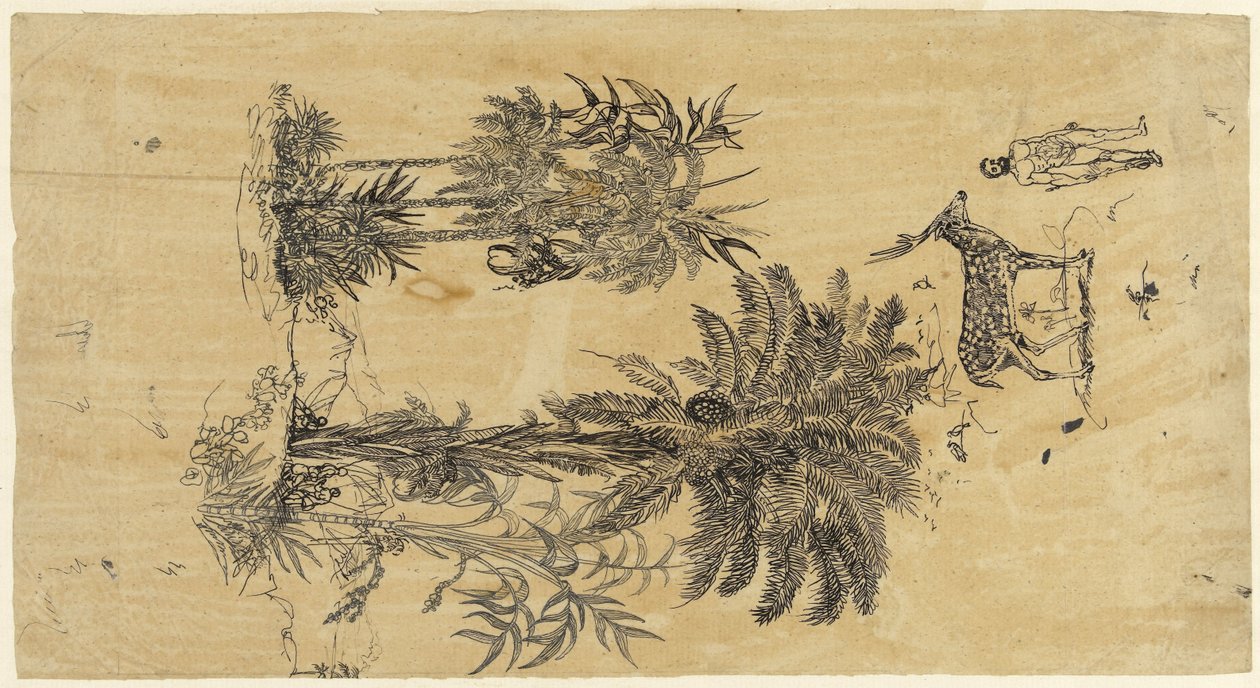 Palmiye ağaçları ile iki grup halinde çalışma sayfası by Rodolphe Bresdin