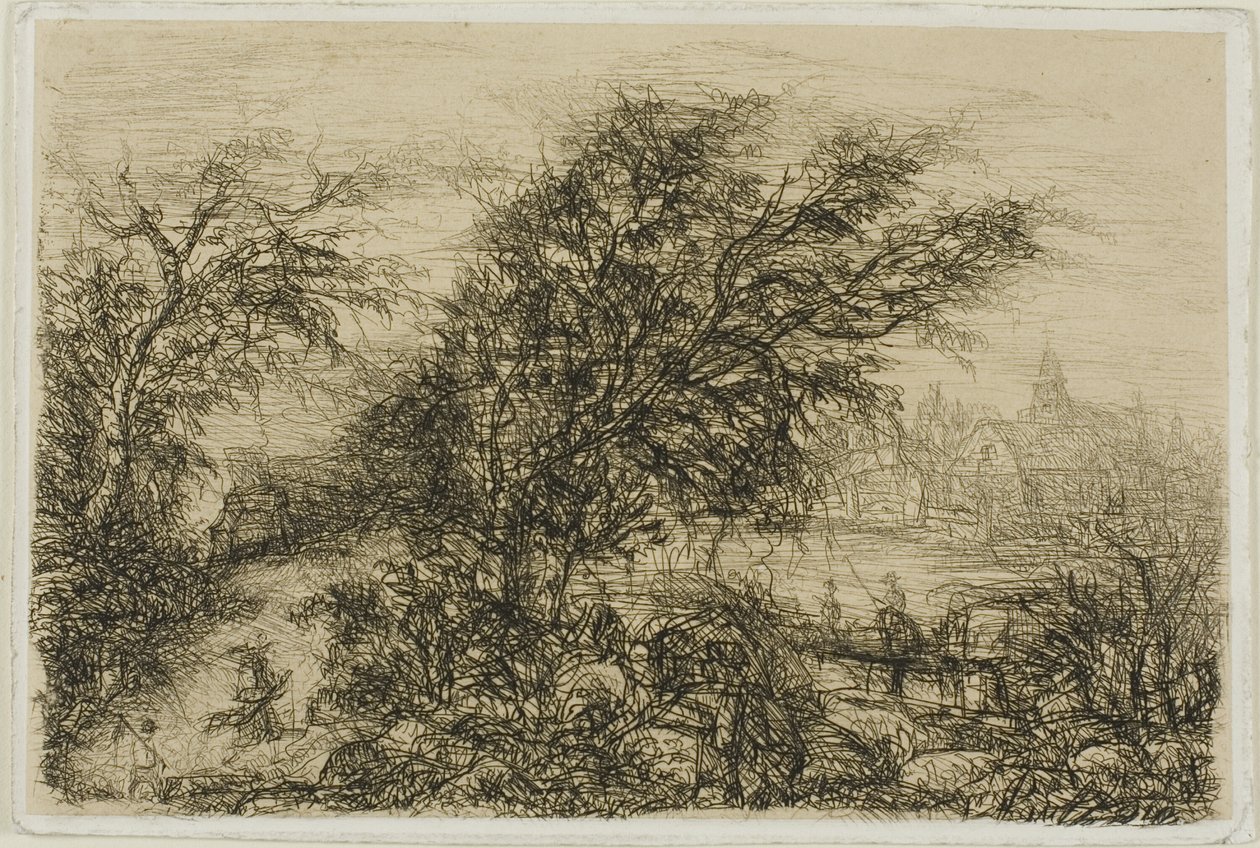 Rüzgarda Bükülen Ağaçlar by Rodolphe Bresdin