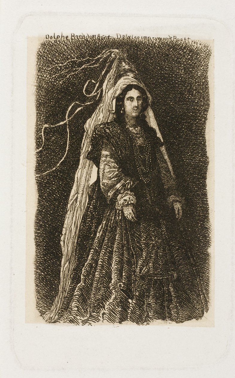 Fantastik Ortaçağ Kostümlü Kadın by Rodolphe Bresdin