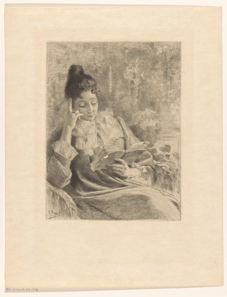 Kadın bir sandalyede okuma by Rodolphe Piguet