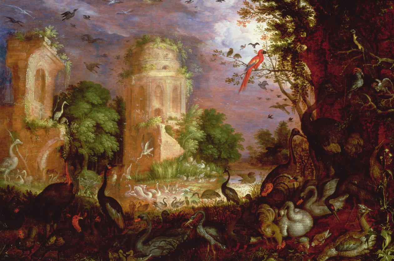 Kuşlar ve Kümes Hayvanları ile Orman Manzarası by Roelandt Jacobsz. Savery