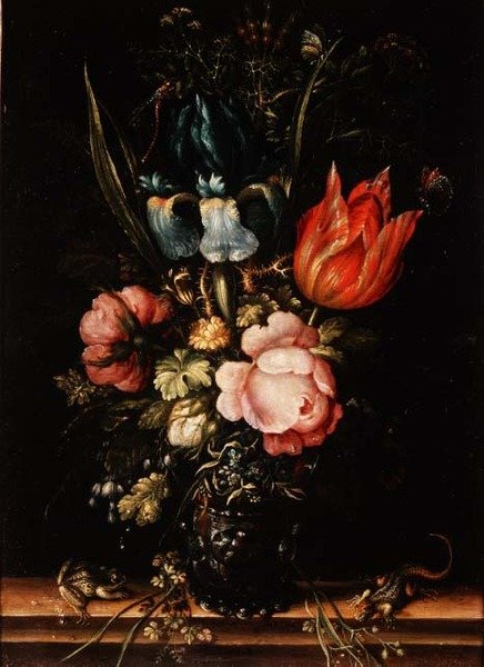 Gül, Lale ve Diğer Çiçeklerden Bir Natürmort by Roelandt Jacobsz. Savery