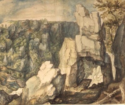 Dağ Manzarası (kalem ve kahverengi mürekkep, sulu boya) by Roelandt Jacobsz. Savery