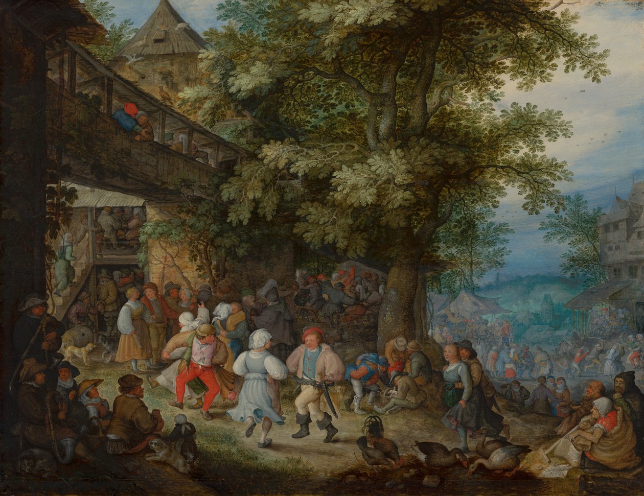 Bohem Hanının Dışında Dans Eden Köylüler by Roelant Savery