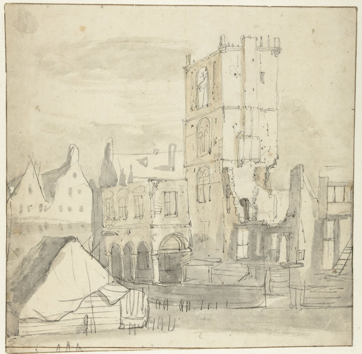 1652 Yangınından Sonra Amsterdam Eski Belediye Binası Harabeleri by Roelant Roghman (attributed to)