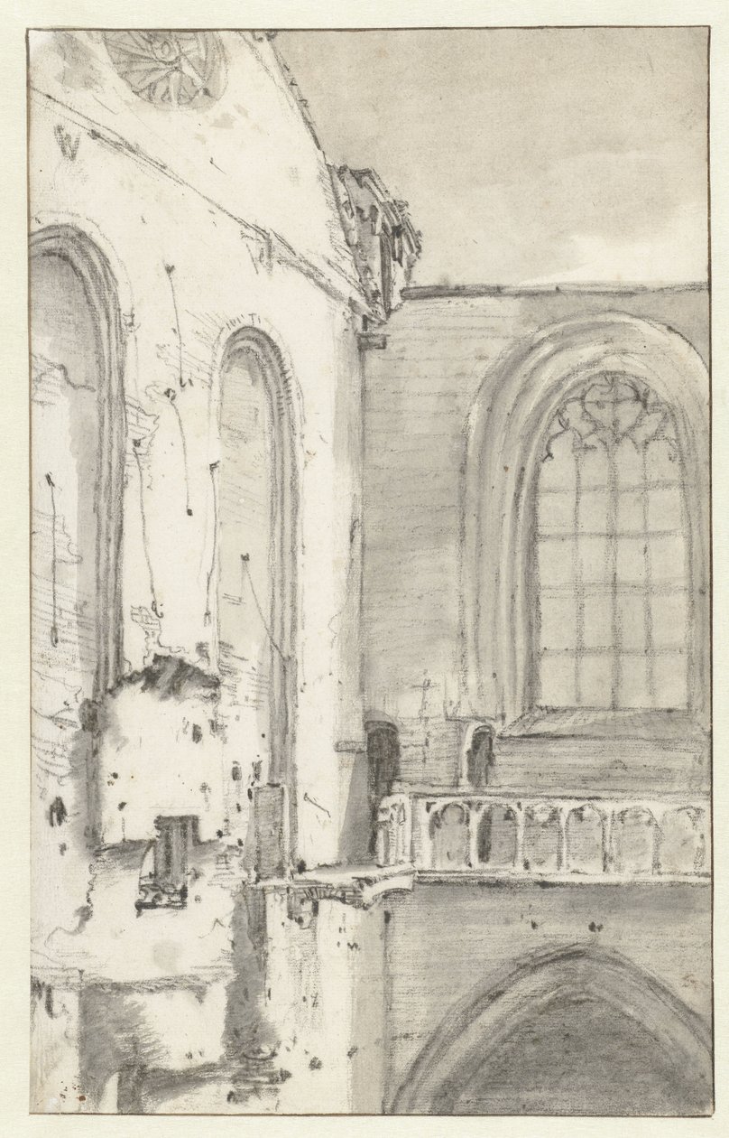 1645 Yangınından Sonra Nieuwe Kerk, Amsterdam'ın Transeptinin Görünümü by Roelant Roghman (attributed to)
