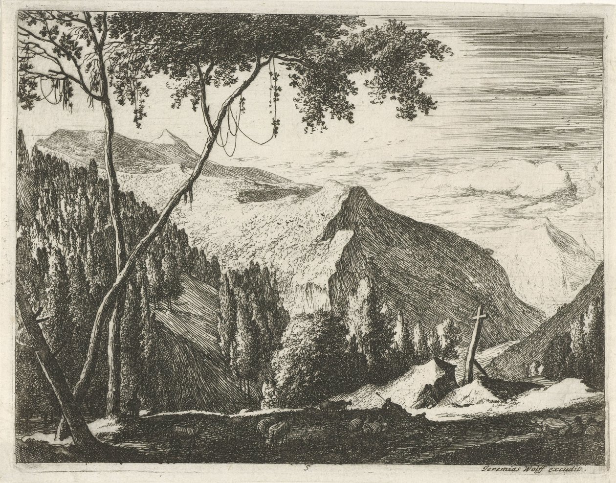 Çapraz ile dağ manzarası Tirol manzaraları (dizi başlığı) by Roelant Roghman