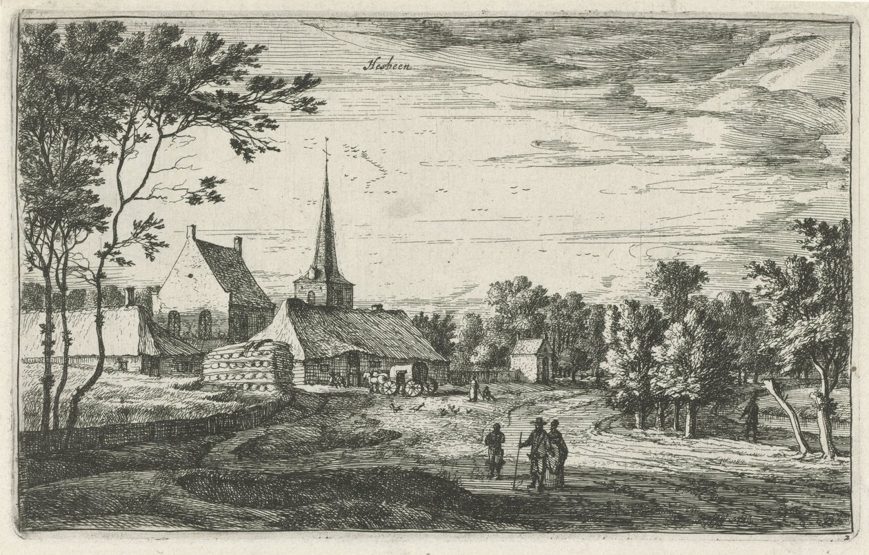 Heesbeen Hesbeen'in görünümü (nesne üzerindeki başlık) Kuzey Hollanda'daki köy manzaraları (dizi başlığı) by Roelant Roghman