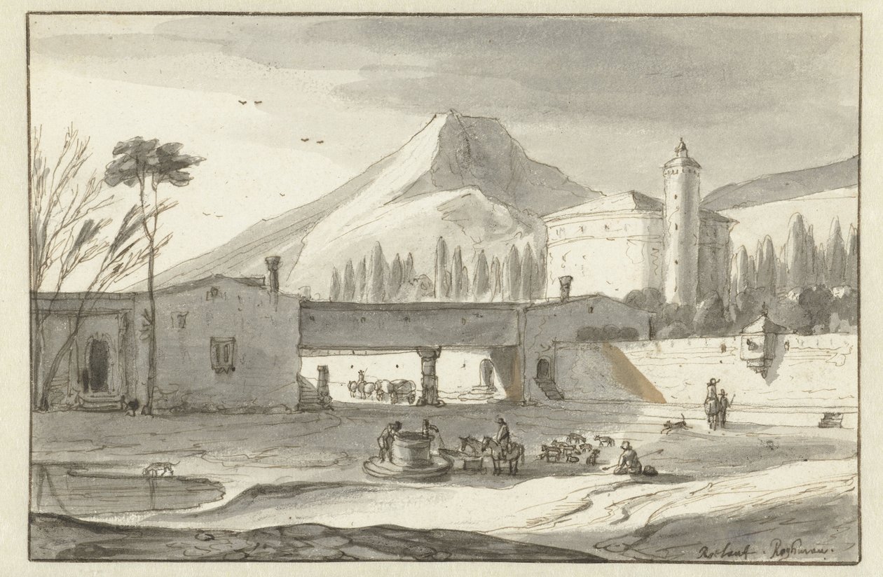 Rotunda Kilisesi ile Dağlık, İtalyan Manzarası by Roelant Roghman