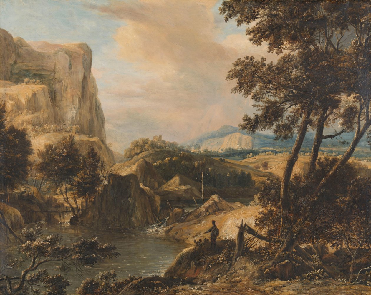 Balıkçı ile dağlık manzara by Roelant Roghman
