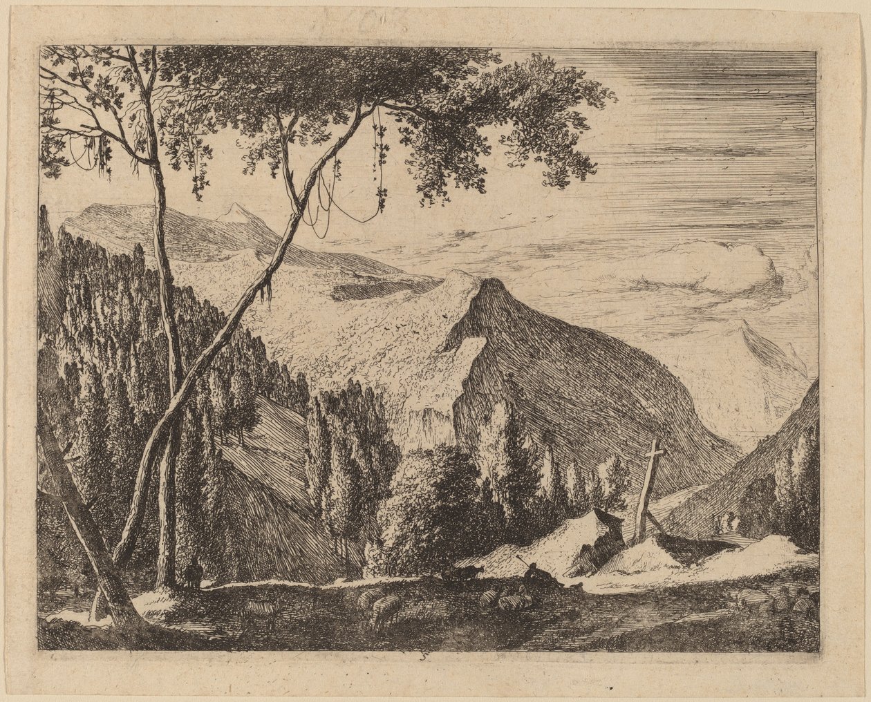 Haçlı Kayalık Manzara: pl.5 by Roelant Roghman and Melchior Küsel