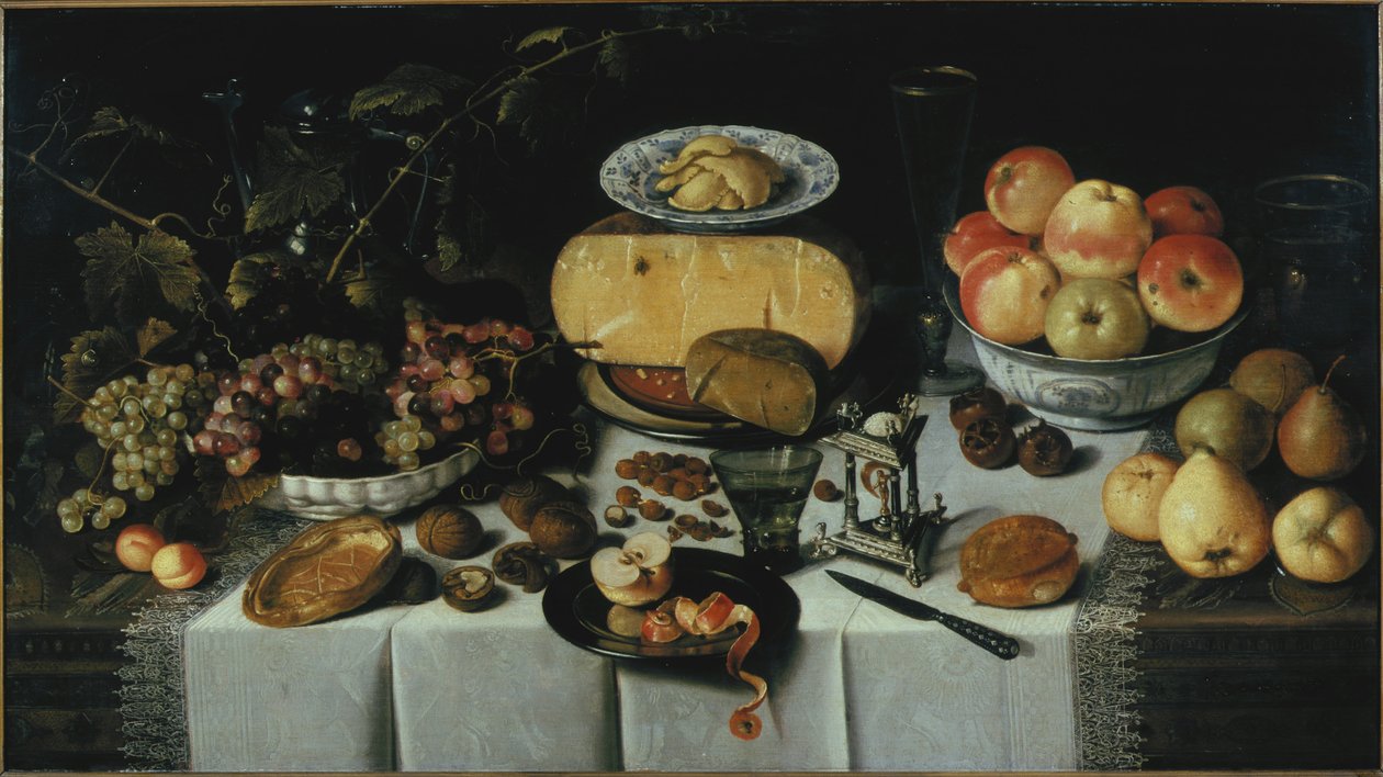 Peynir ve meyvelerle natürmort, 1625. by Roelof Koets